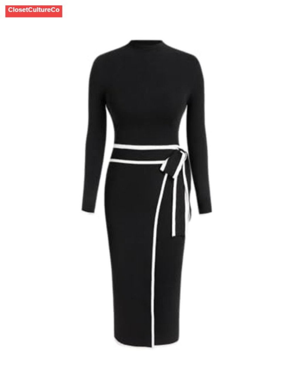 CIDER Women's Long Sleeve Mock Turtleneck Midi Sweater Dress